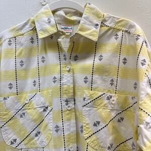 Men's Palmetto Yellow White Patterned Long Sleeve Buttonup Western Casual Spring